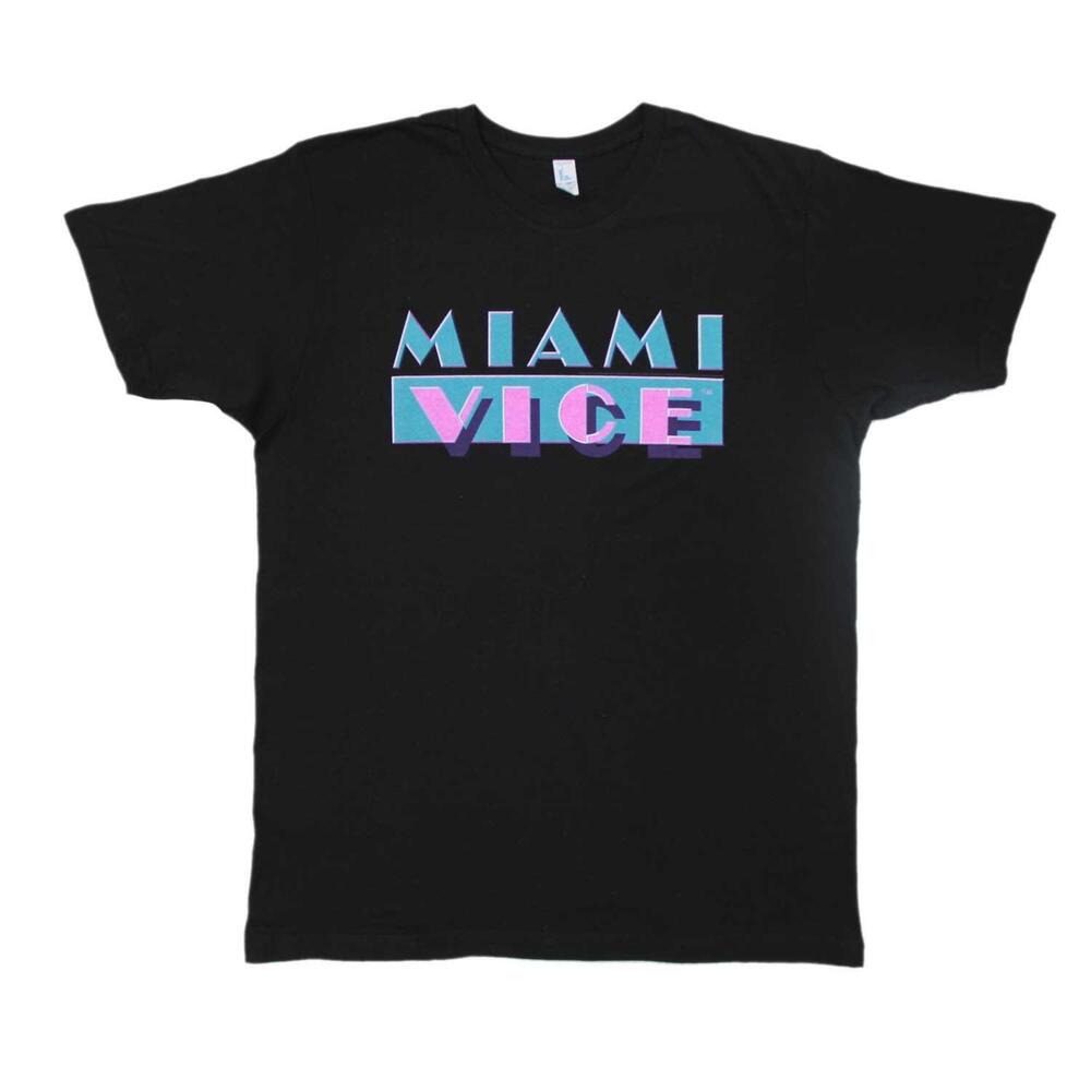 Miami Vice Adult Black T-Shirt - Picture 1 of 4